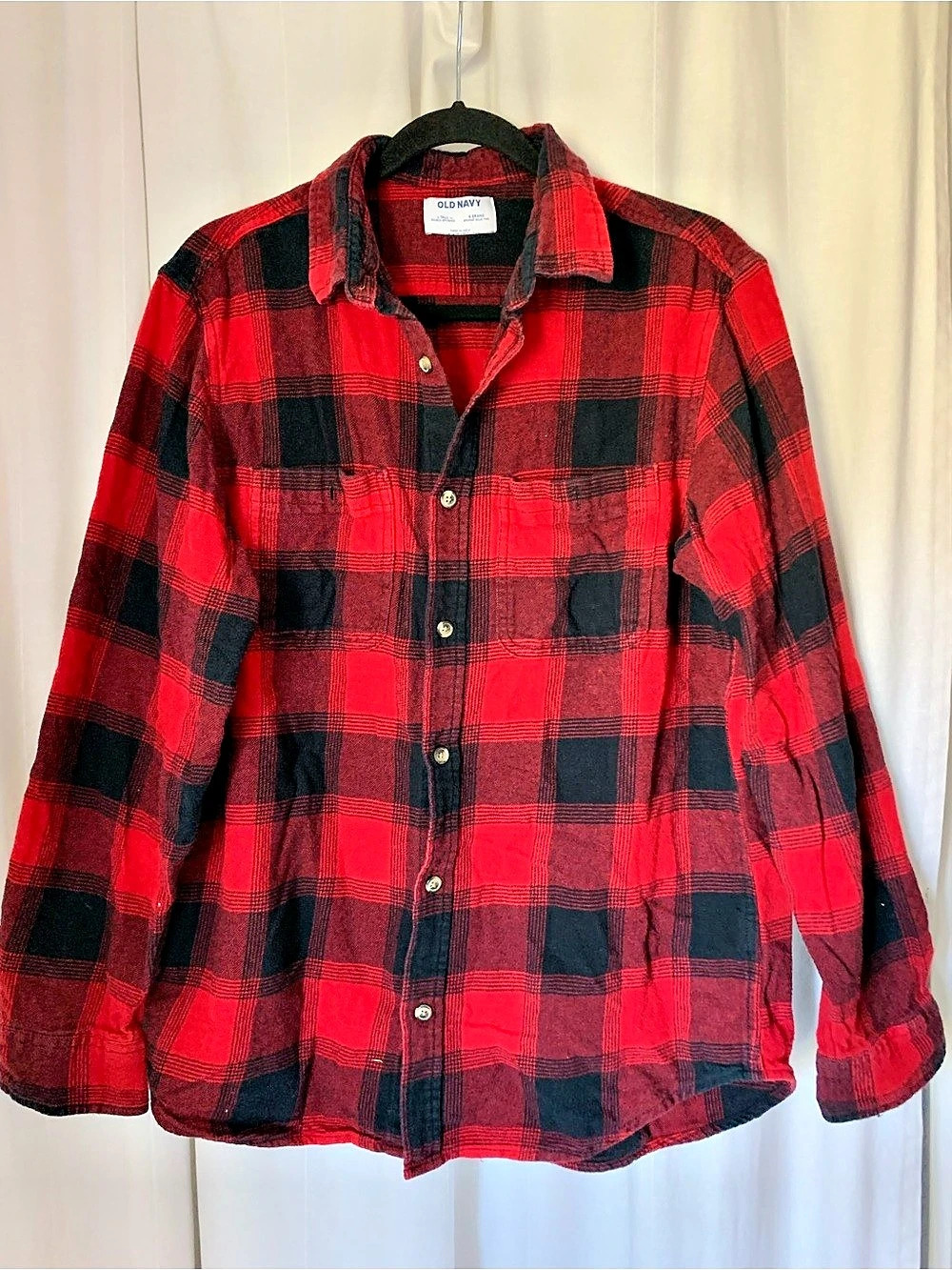 Men’s Old Navy Double-Brushed Plaid Flannel Shirt Large